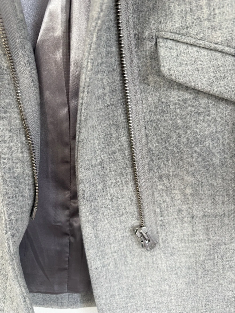 J. Crew Light Gray Wool-Blend Pea Coat with Stand Collar - Picture 6 of 6